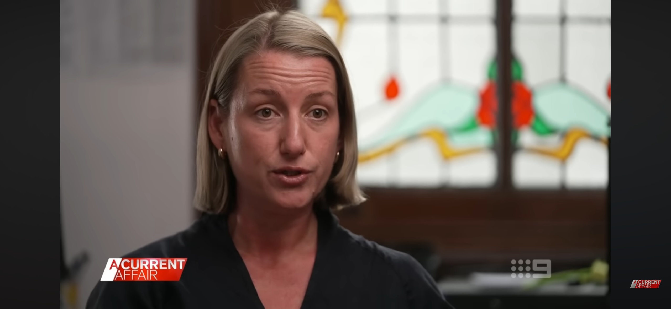 Dr Rebekah Hoffman being interviewed on A Current Affair (Channel 9)