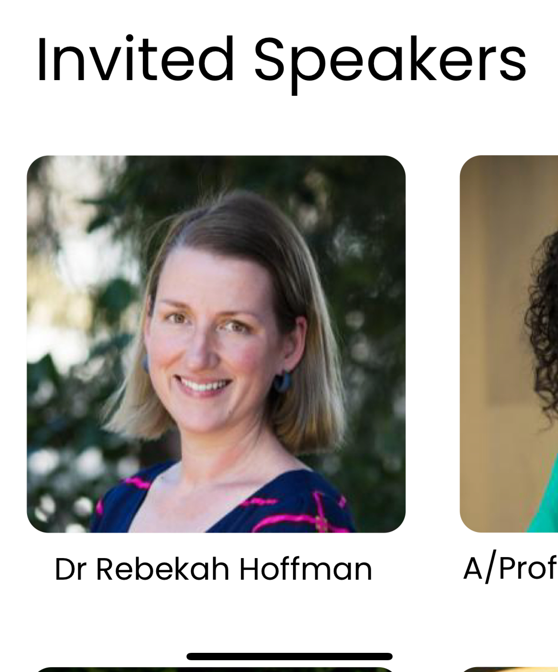 Dr Rebekah Hoffman listed as an invited speaker at a conference